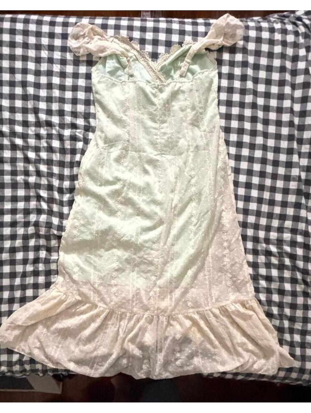 Cider Vintage Inspired Mint Green Cream Lace Dress